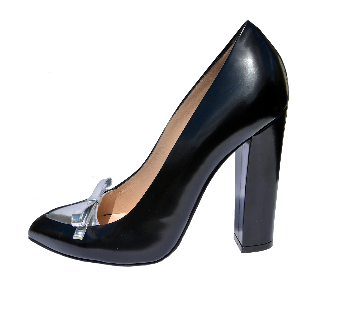 Numeroventuno pumps in black and silver with block heel