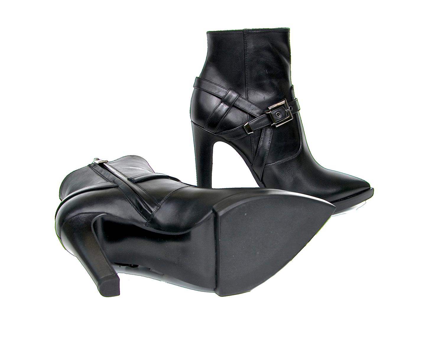 High heel ankle boots in black