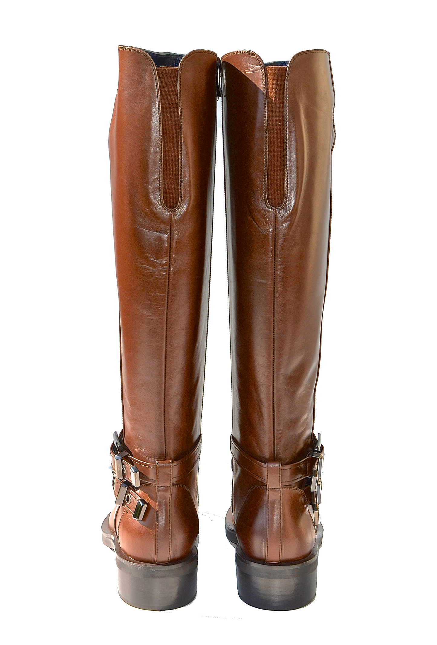 Knee high boots in brown leather