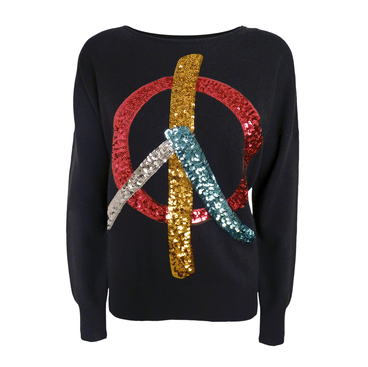 Miss Goodlife Peace Sequin Long Sleeve Sweater
