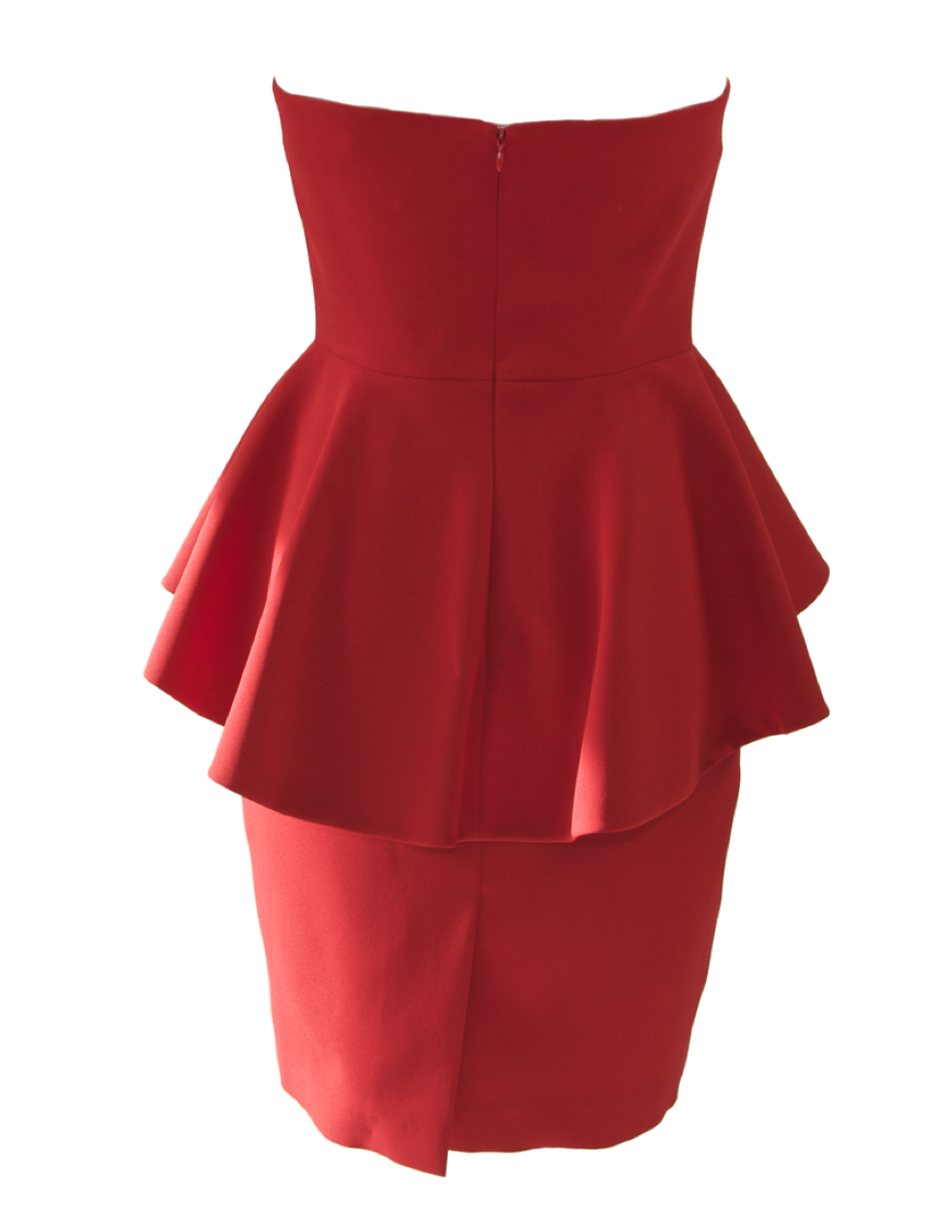 Cocktail dress in red knee length