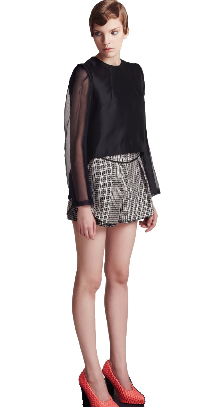 Checkered wool shorts