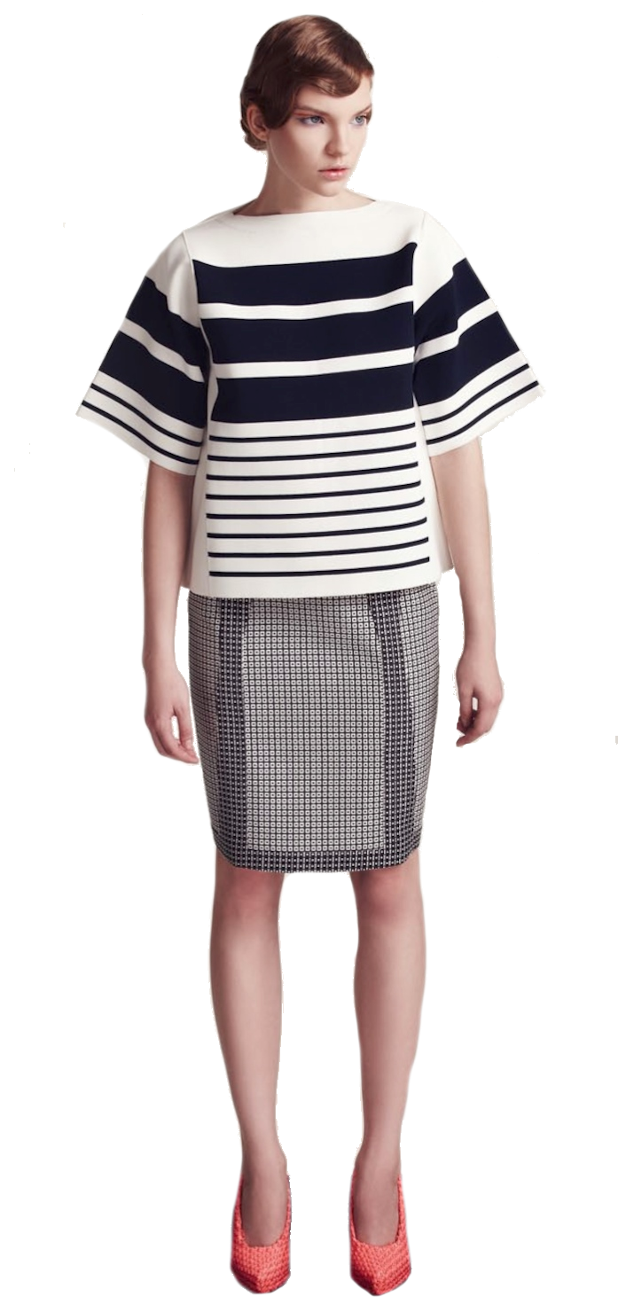 Checked knee-length skirt in black grey