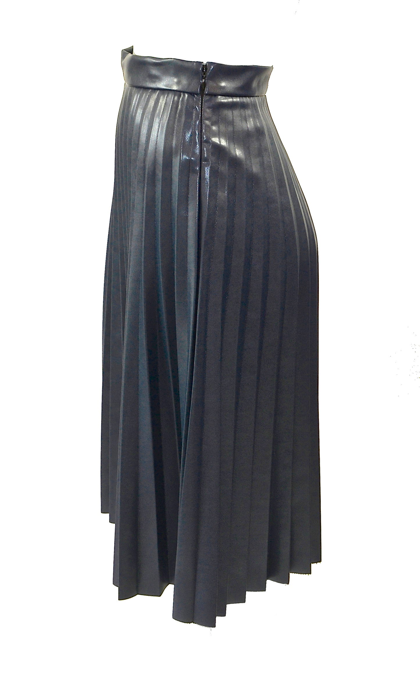 Pleated skirt made of imitation leather in anthracite grey