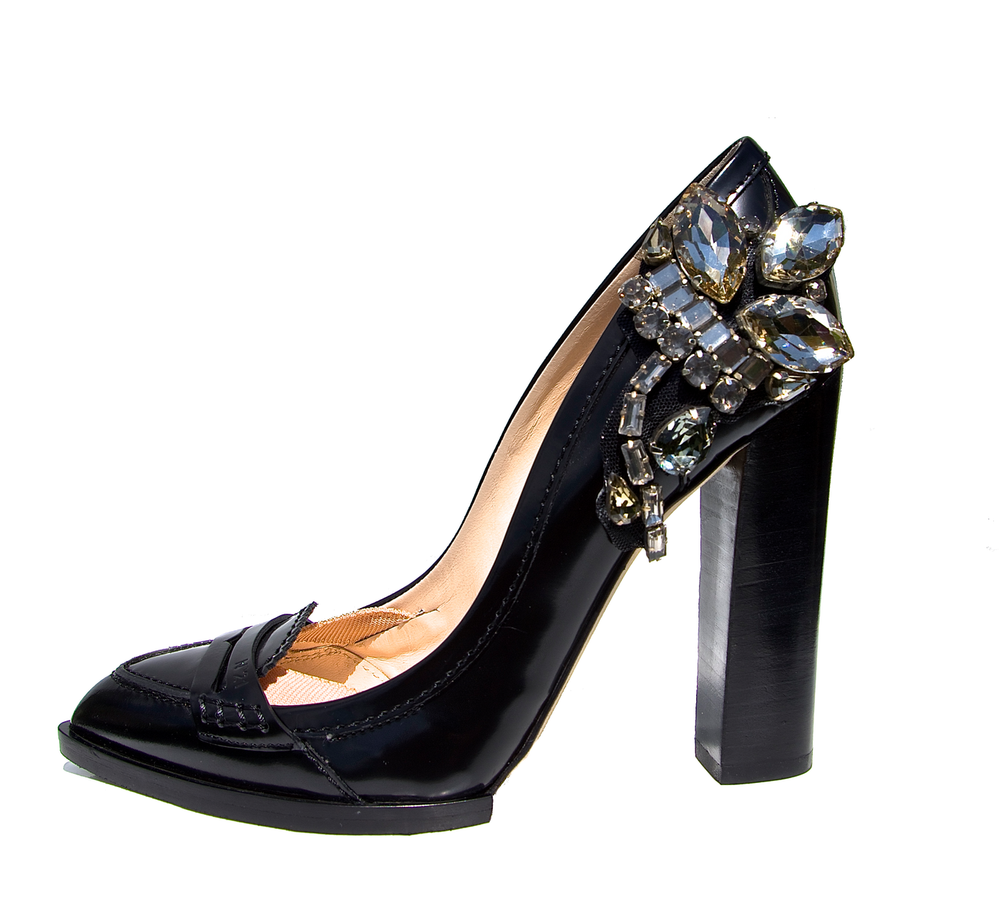 Numeroventuno pumps black decorated with crystal stones