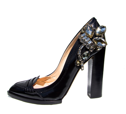 Numeroventuno pumps black decorated with crystal stones