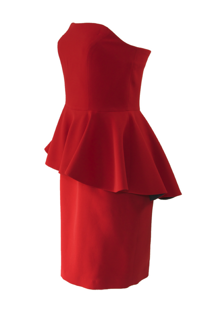 Cocktail dress in red knee length